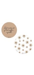 A set of 2 brown wall circles with the text "Het mooiste wat je kunt worden is je zelf" (The most beautiful thing you can become is yourself) and a floral pattern.