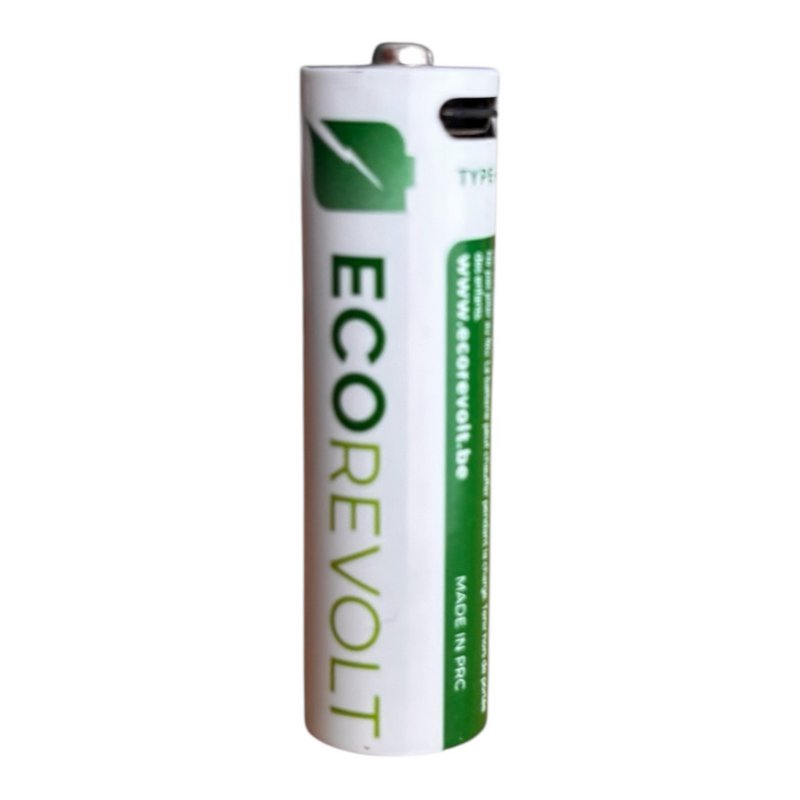 Ecorevolt-Pack de 4 Repcherable AA Repcherable USB-C 700 mAh 1.5V + 4 cabezas de cable