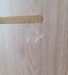 Rhodium plated butterfly earrings with charms