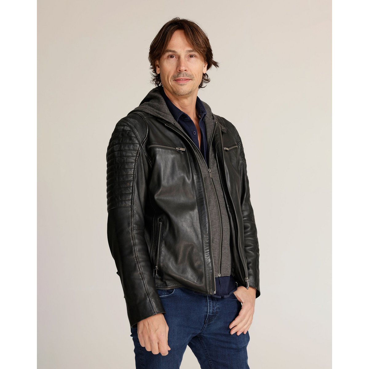 Jasper │ Veste à sweat à capuche en cuir masculin