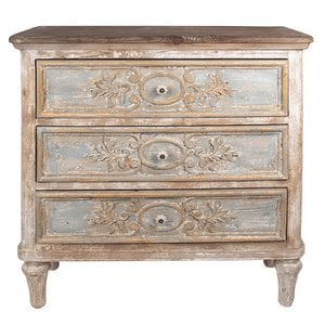 Dressoir 97x38x98 cm Beige Grijs Hout Ladekast