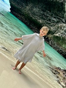 100% biologisch, Oeko-Tex, Gots gecertificeerde mousseline kinderponchohanddoek, handgemaakte strandbedekking met capuchon