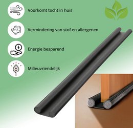 Tochtstrip voor Deuren – 93 cm – Geluidsdempend en Isolerend – Universeel – Zwart