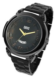 Reloj de hombre QBOS con correa de acero inoxidable, negro + marrón