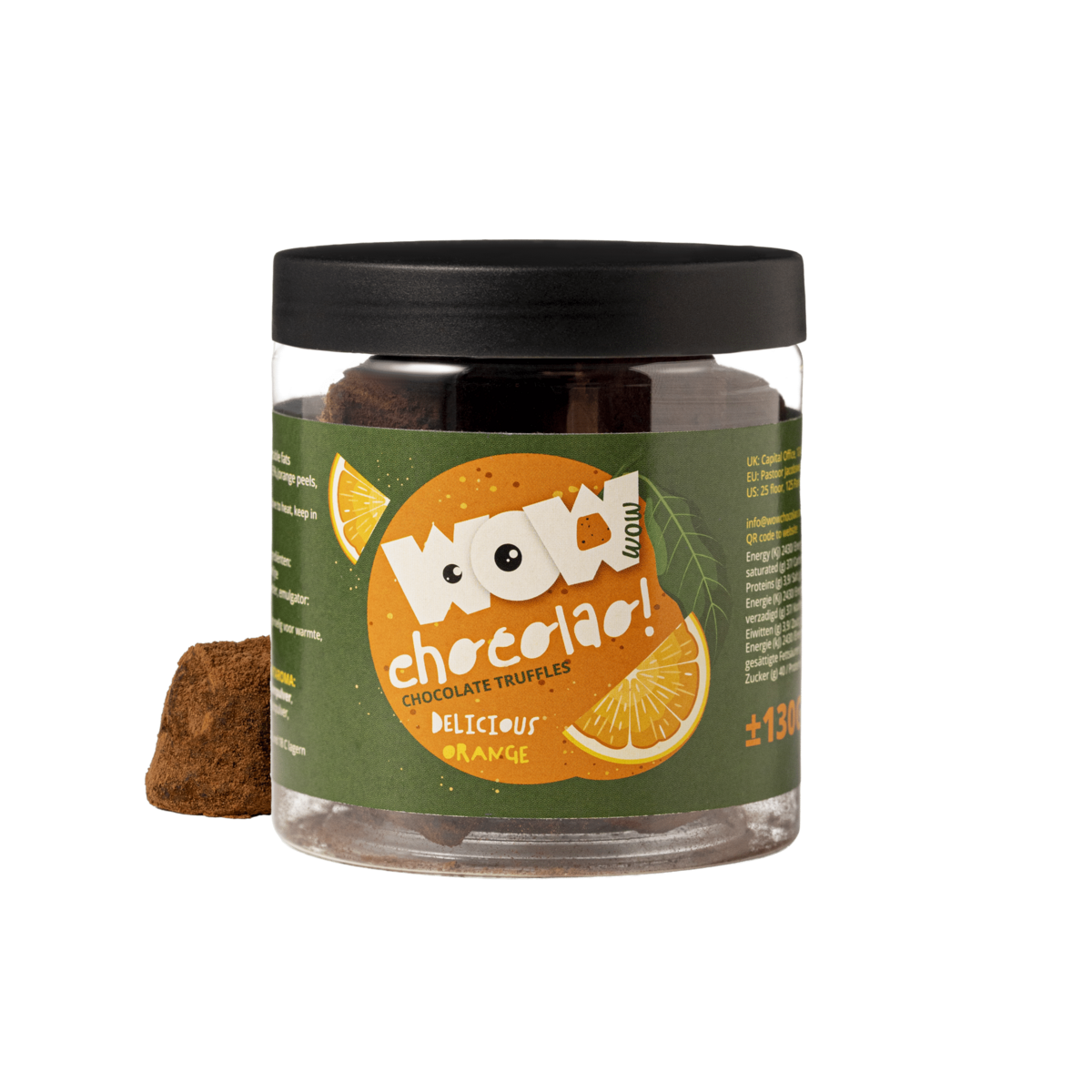 Kandiserede appelsinskal chokoladetrøfler gavekrukke 130g | Citrus chokolade