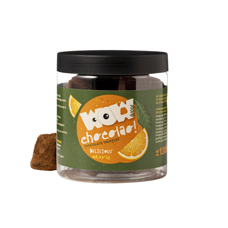 Kandiserede appelsinskal chokoladetrøfler gavekrukke 130g | Citrus chokolade