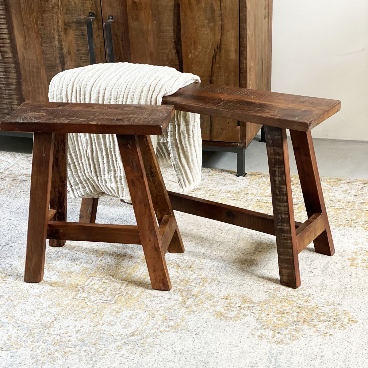 Factory wooden bench - 85x20x50 cm