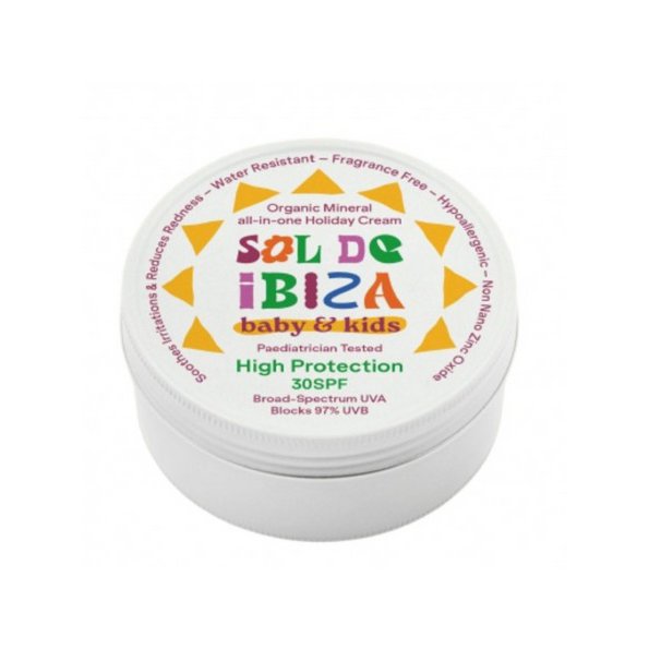 Crema solare tutta in un bebés 0 mesi SPF30 Sol de Ibiza. Bio 100 Gr Jar.