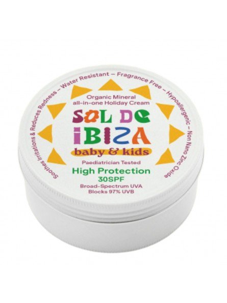 Crema solare tutta in un bebés 0 mesi SPF30 Sol de Ibiza. Bio 100 Gr Jar.