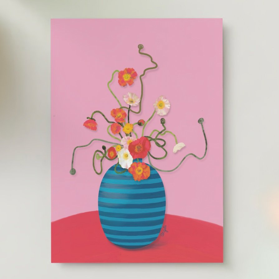 colorful floral greeting cards set -12 pieces - Blank