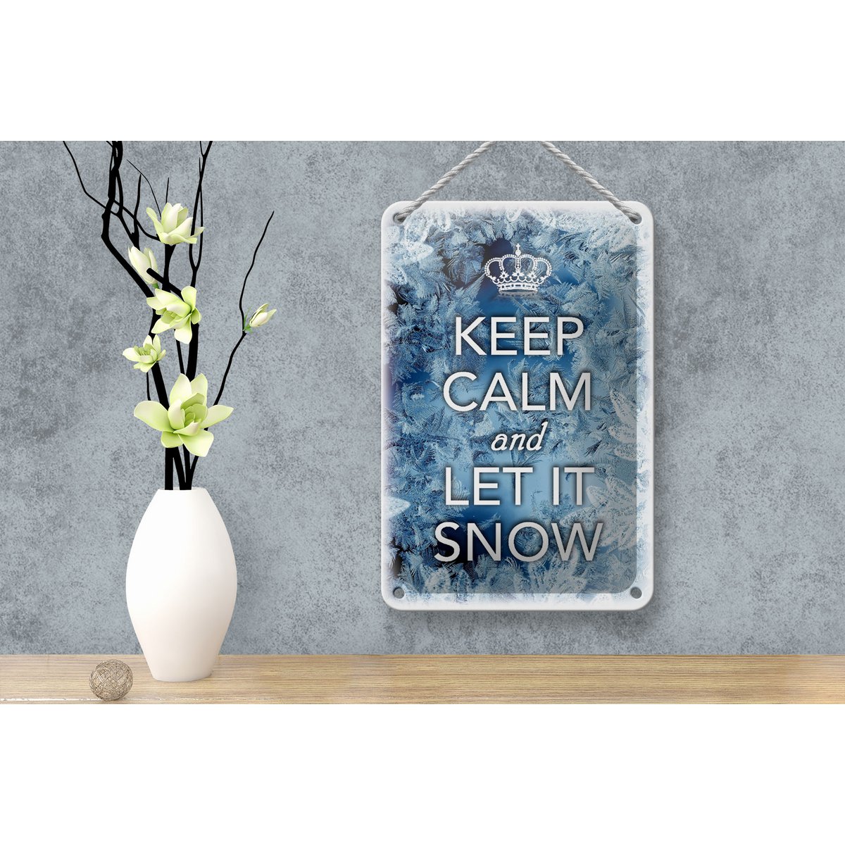 Tin sign saying 12x18cm Keep Calm and let is snow decoration