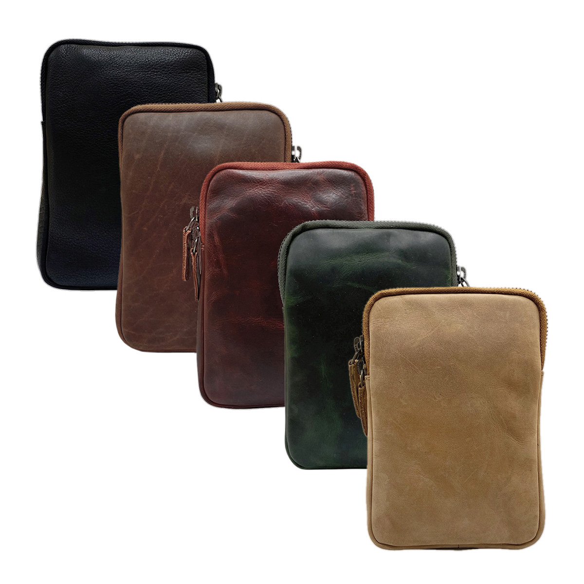 Lederhandytasche für Damen und Herren mit verstellbarem Schultergurt in 5 Farben