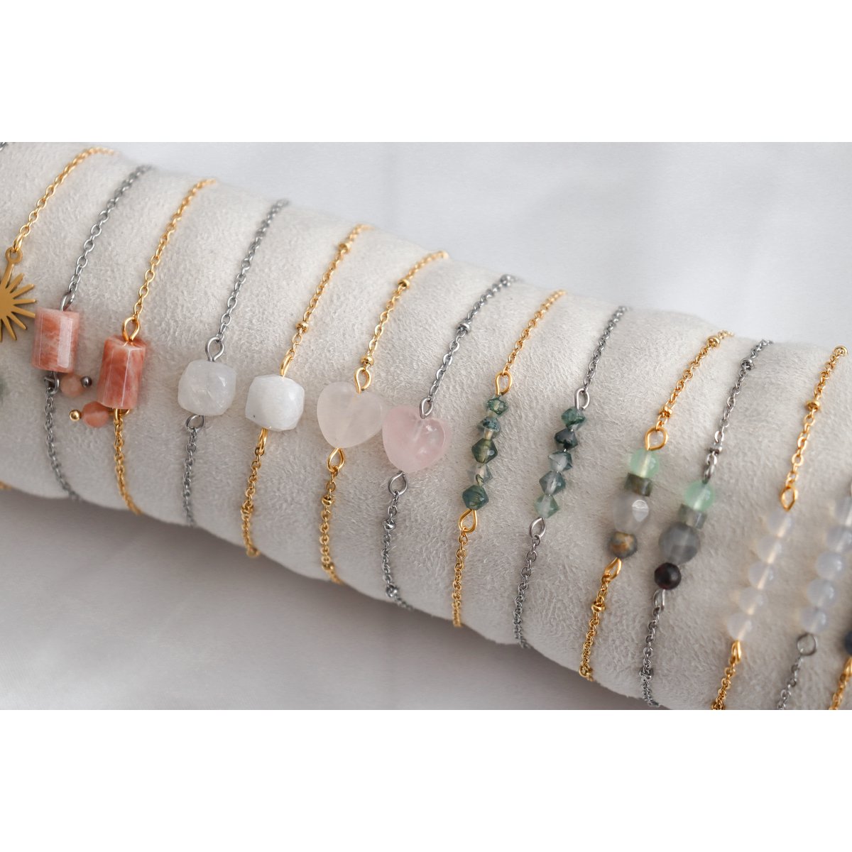 Bracelet Aquamarine and Labradorite - Gold