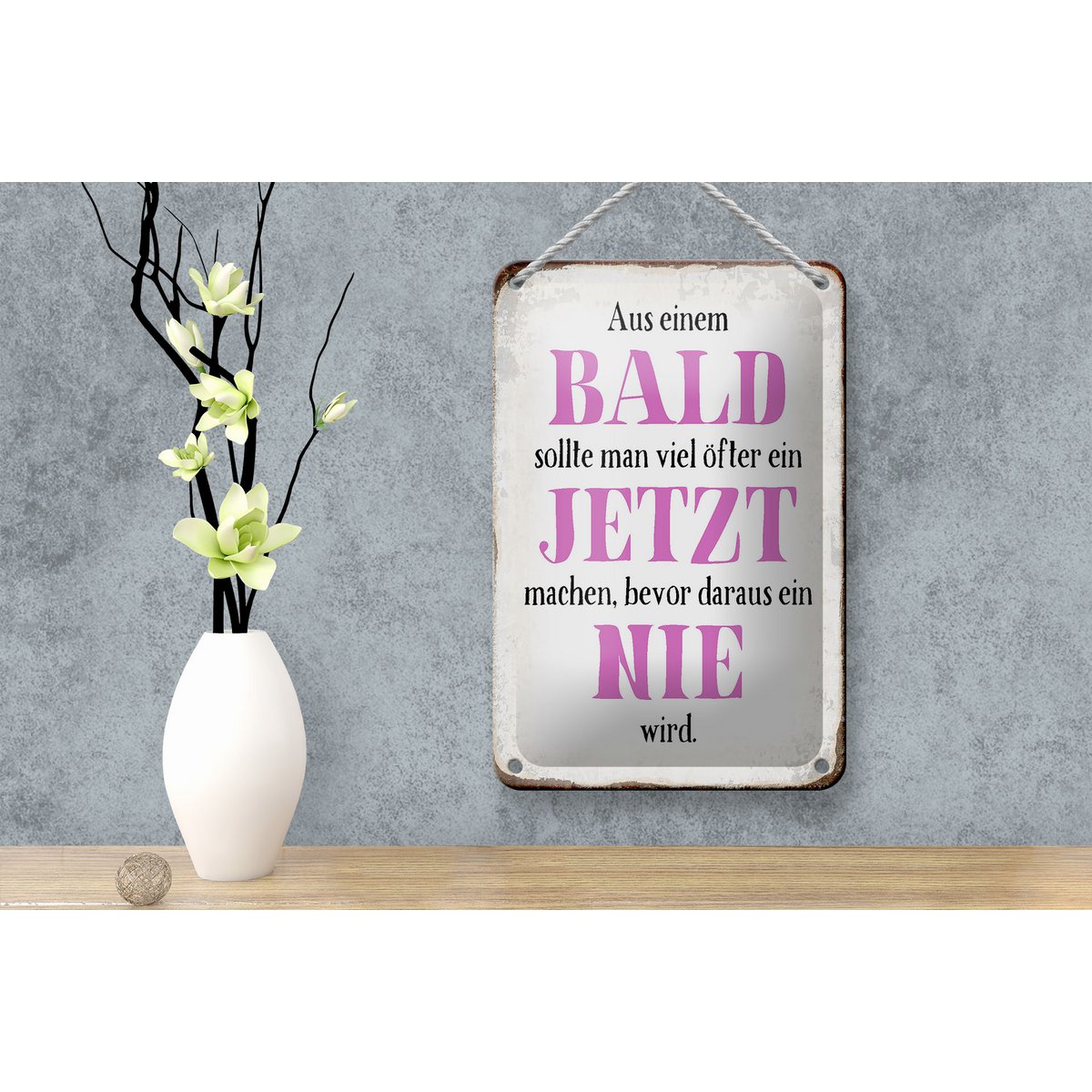 Letrero de chapa que dice 12x18cm de Pronto debería ser decoración ahora, antes que nunca.