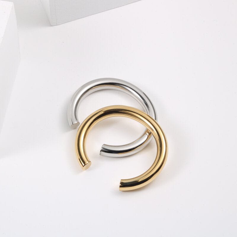 Fisk - Chunky Bracelet Manchette Poli Or Argent