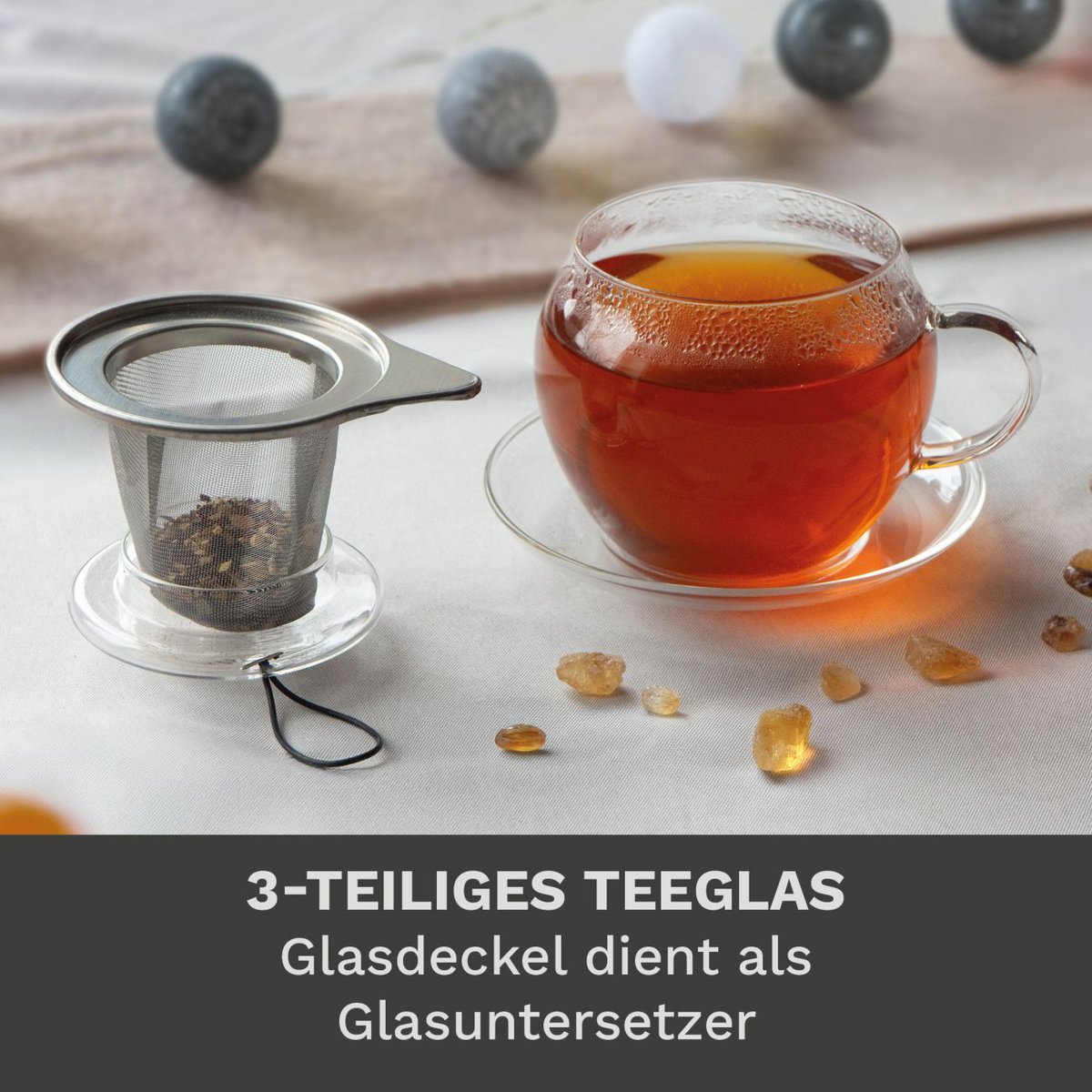 Creano Jumbo XXL Glas-Teetasse mit Henkel