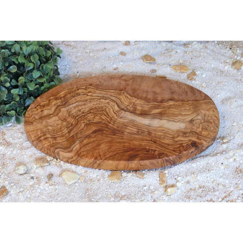 Planche à petit-déjeuner ovale 24 cm en bois d'olivier