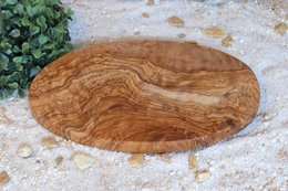 Planche à petit-déjeuner ovale 24 cm en bois d'olivier