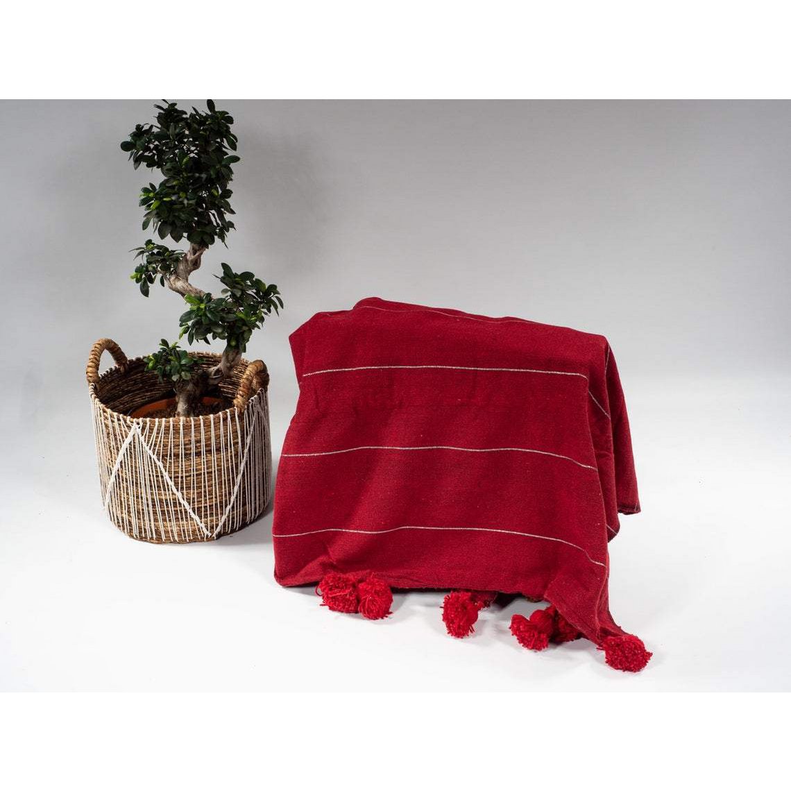 Handmade Berber Pompom Blanket - 100% Cotton