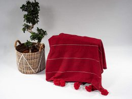 Handmade Berber Pompom Blanket - 100% Cotton