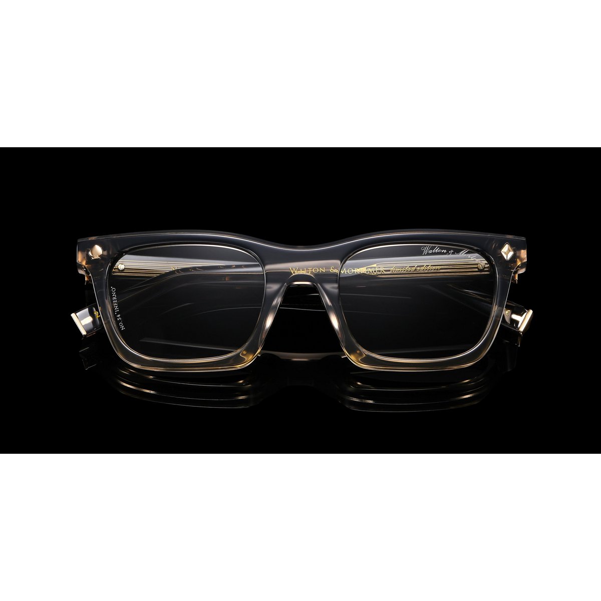 Walton et Mortimer NO. 54 : Lunettes de soleil grises transparentes "Inferno"