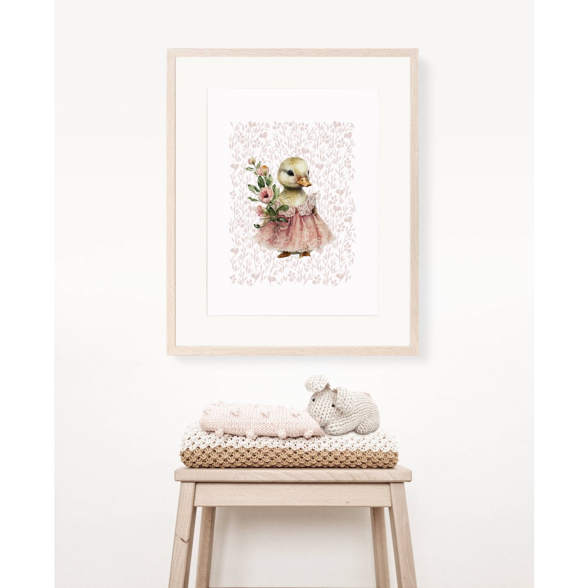 Impression d'art de pépinière de canard, affiche de canard, affiche de canard de bébé, affiche rose de chambre de filles, copie mignonne de canard, impression d'art de pépinière de filles, décor de chambre de filles