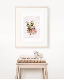 Duck nursery art print, duck poster, baby duck poster, pink girls room poster, cute duck print, girls nursery art print, girls room decor