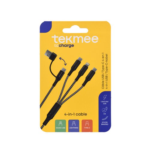 3-in-1-Kabel mit iPhone- und Smartphone-Anschlüssen