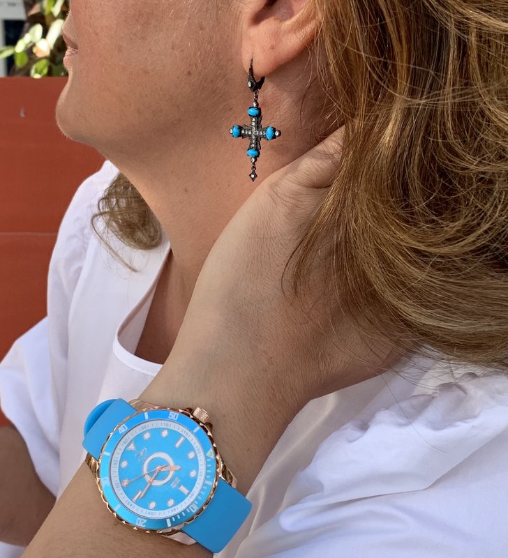Dutch Master Turquoise double plated rose gold 3-hand 10 ATM