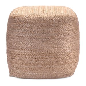 Pouf from Jute in Boho style - cube -shaped and high