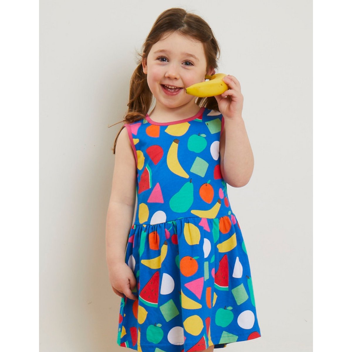 Organic cotton children summer dress with fruit print