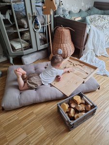 Taupe hand-quilted  play mattress
