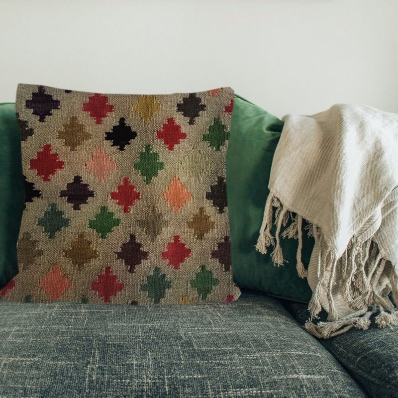 Kilim Ręcznie tkana poszewka na poduszkę z liści palmowych