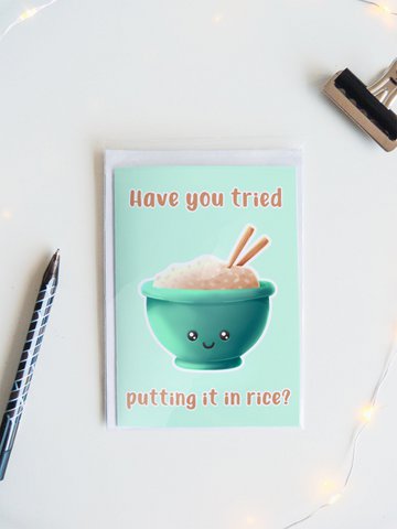 Putting It In Rice Get Well Card, Funny Greeting Card,