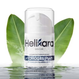 Hydrogel Plus (high-dose pump) is a cream product. The image shows a white bottle with the Helixard brand name. The product appears to be a hydrating and moisturizing cream.
