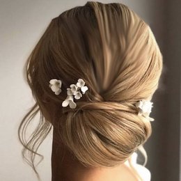 Horquillas nupciales de flores de cerámica hechas a mano: un juego de 8