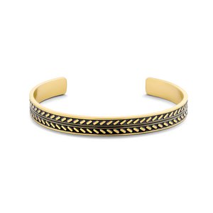 Frank 1967 7FB-0566 Stalen Armband - Heren - Bangle - 62 x 51 mm - 8 mm Breed - 18 cm - Zwart Bewerkt - Goudkleurig