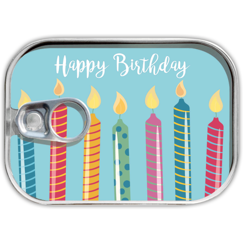 Ingeblikte post "Happy Birthday" kaarsen
