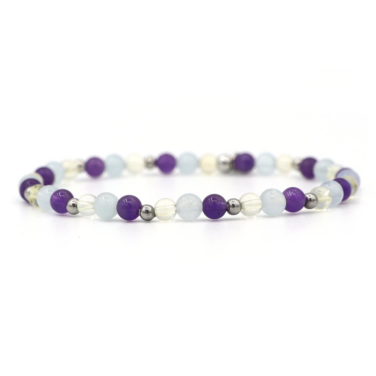 Natuursteen armband strength, zilver en goud