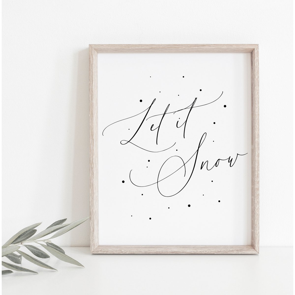 Kerst poster Let it snow, Kerst print sneeuwvlokken