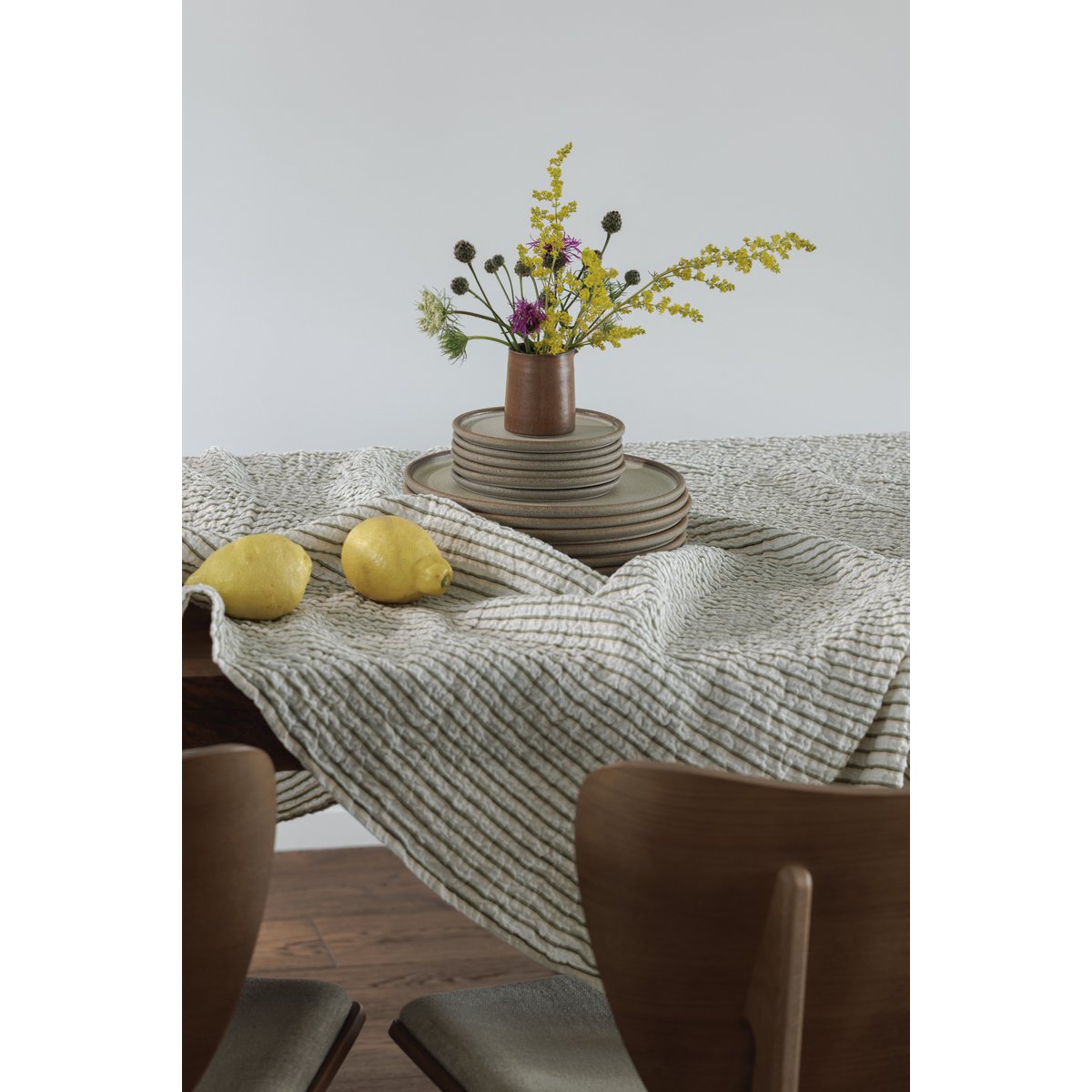 100% Linnen Tafelkleed (250x145 cm) Groene strepen