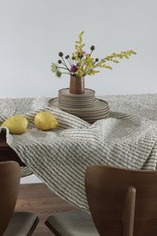 100% hør dug (250x145 cm) Grønne striber