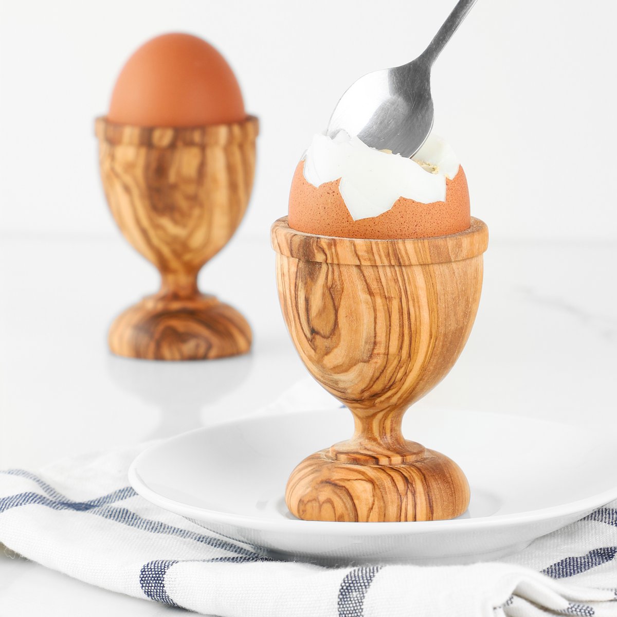 Handmade Olive Wood Egg Cup | Rustic Boiled Egg Holder
