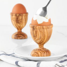 Handmade Olive Wood Egg Cup | Rustic Boiled Egg Holder