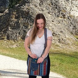 Sunsa Women's Sustainable Shoulder Bag. Shoulder bag made from recycled jeans & cotton. Handbag vintage retro style. Crossbody bag for women.
