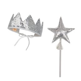 “Silver Sequins” Fairy-tale Crown and Wand Magic Set