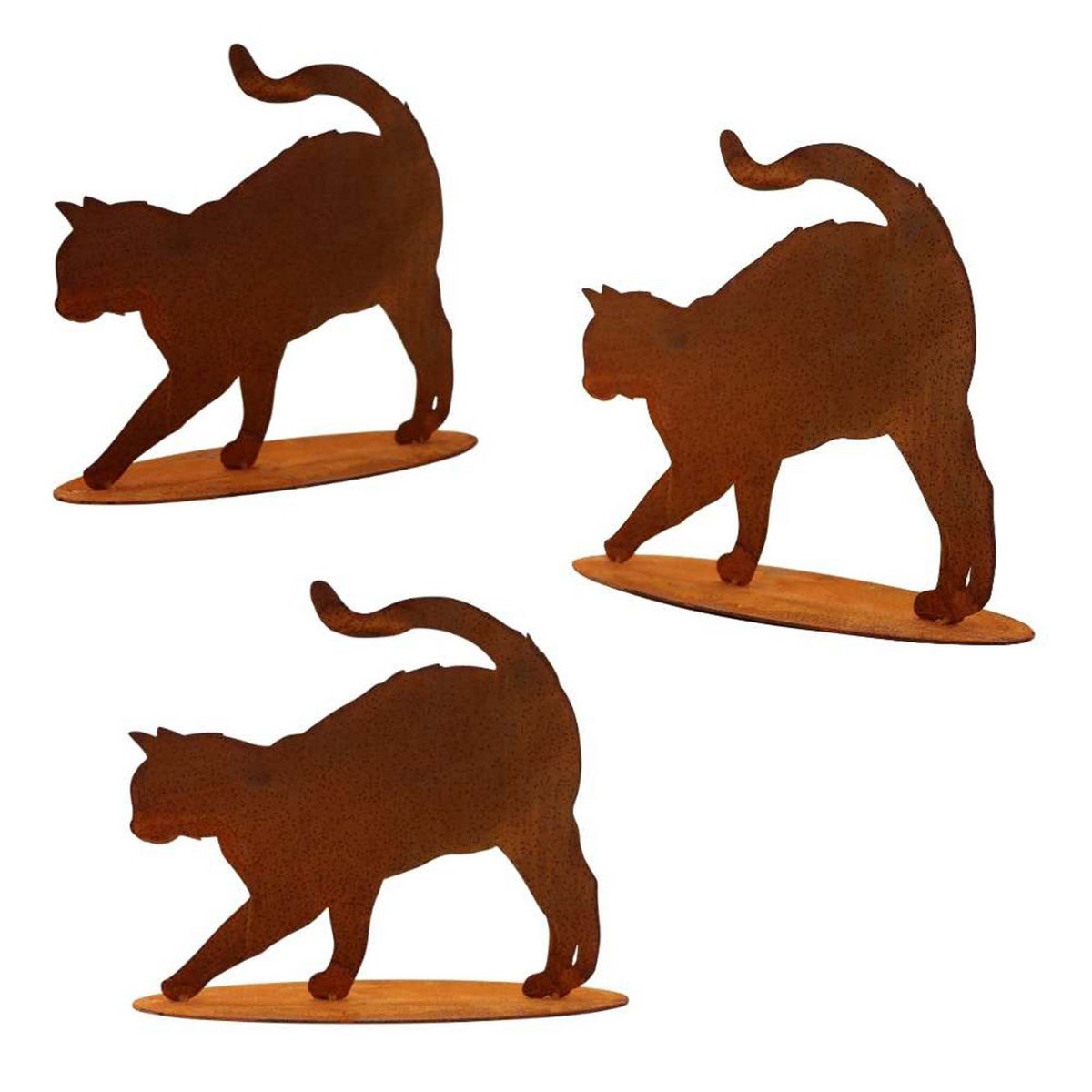 Gatto "Elly" | sulla piastra del pavimento | Figura decorativa in metallo patinato