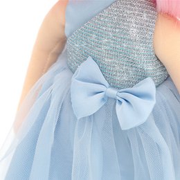 Weiches Spielzeug, süße Schwestern - Kleidungsset: Blaues Satinkleid (35 cm)