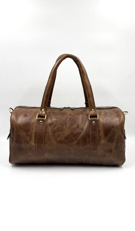Handgefertigte Reisetasche aus braunem Leder – Artisan 42 cm „City-Lite“ Weekender und kompakte Unisex-Reisetasche