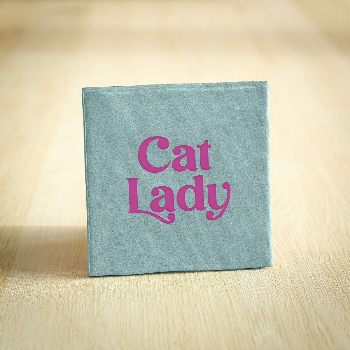 Tegeltje - Cat Lady | Lichtblauw & Paars | 10x10cm